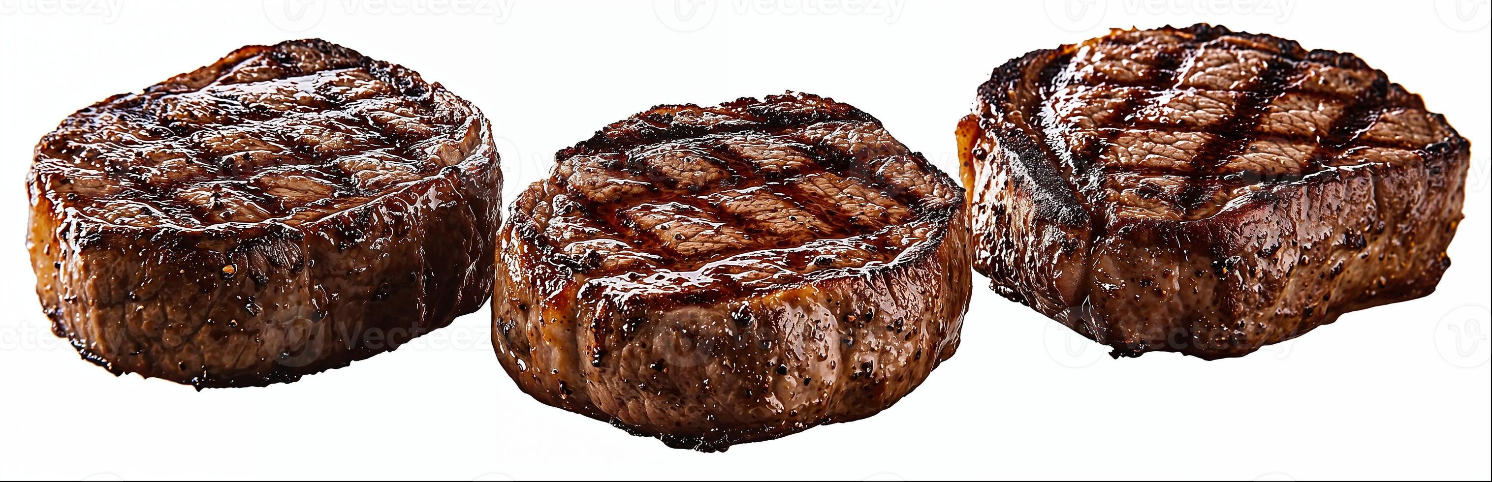 Grilled beef steak isolated on white background photo