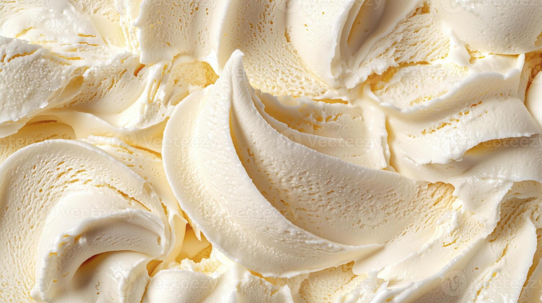 Smooth vanilla ice cream texture with soft creamy swirls, macro photo