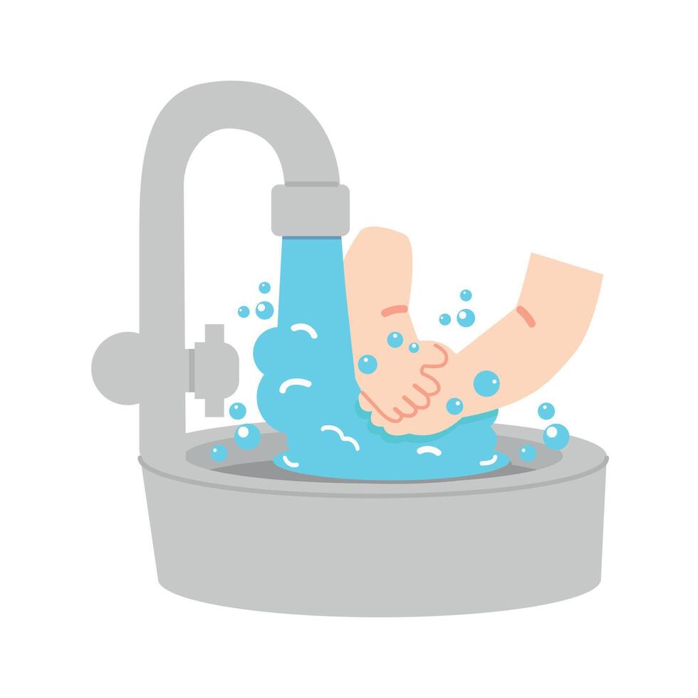 Washing hands in the sink vector