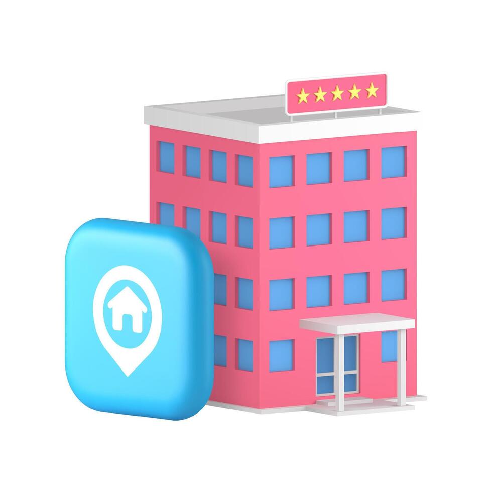 Hotel map location address navigation GPS direction pointer 3d icon realistic illustration vector