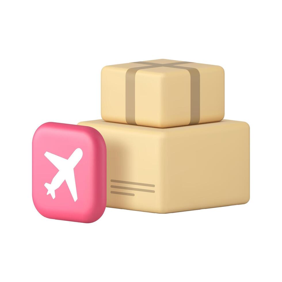 Air logistic mail cargo postal parcel delivery airmail service 3d icon realistic illustration vector