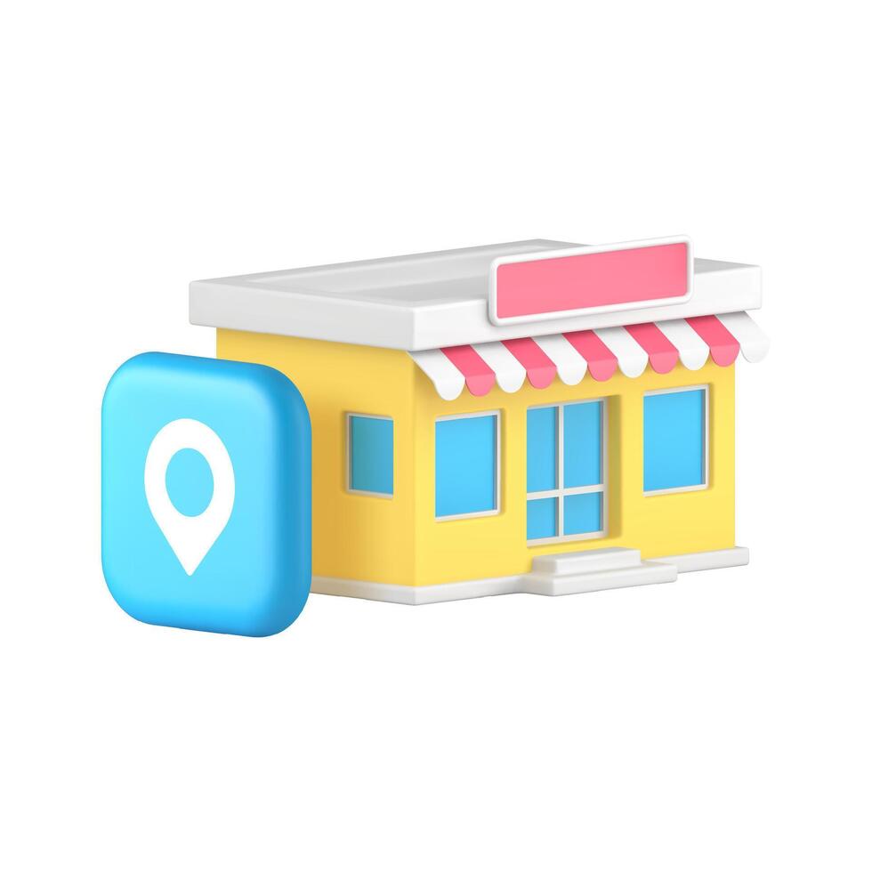 Shop store market supermarket map address location GPS navigation 3d icon realistic vector