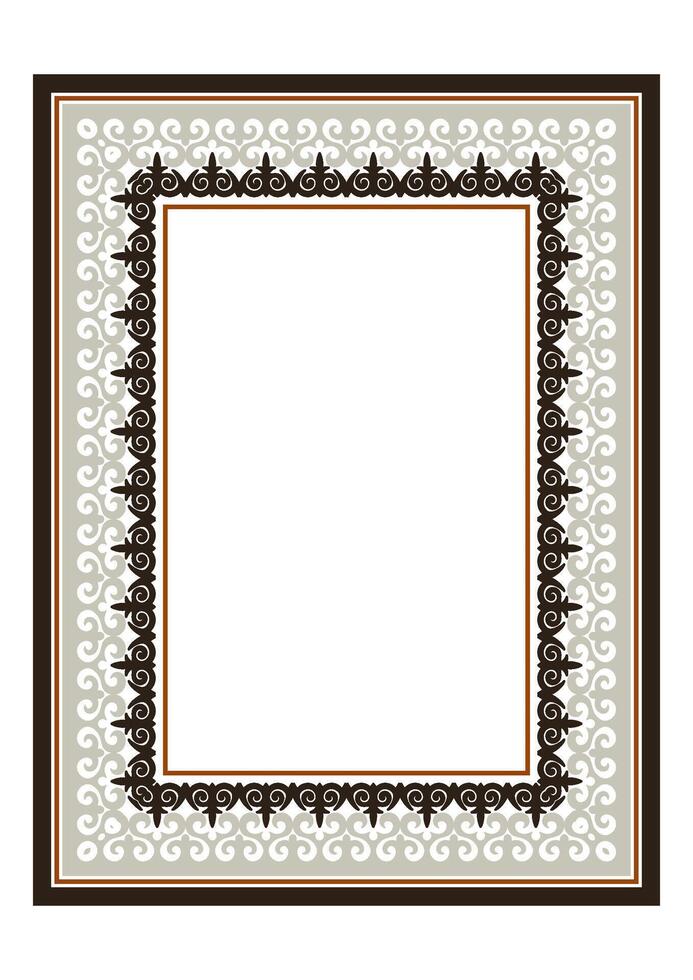 Rectangular Vertical Islamic Asian Kazakh national ornament ornament frames. Abstract Asian elements of the national pattern of the ancient nomads of the Kazakh, Kyrgyz, Mongol, Uzbek. A4 format vector