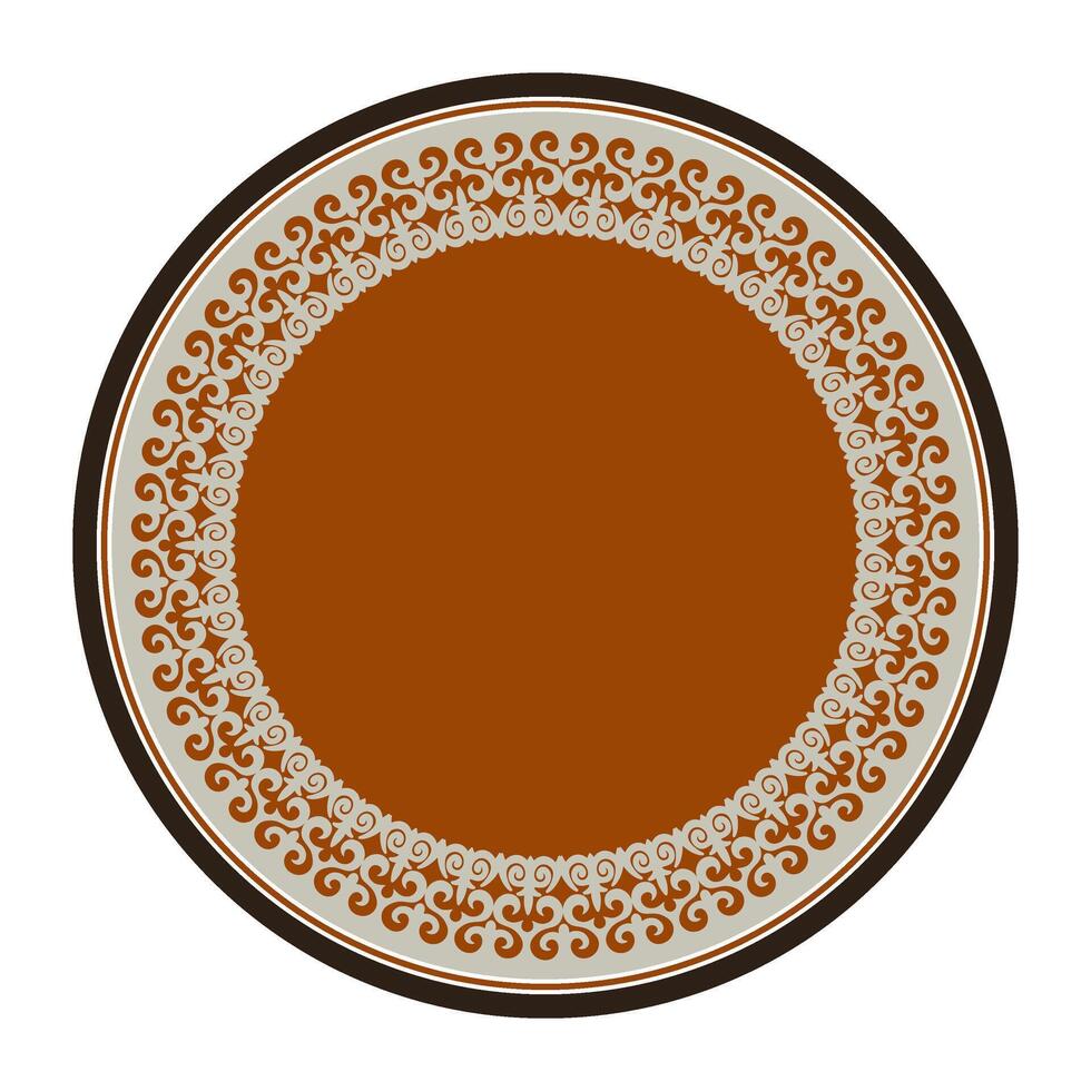 Decorative round Kazakh national ornament, persian motif. Abstract Asian element of the national pattern. Decorative round plate with arabic pattern. National round pattern of the ancient nomad vector