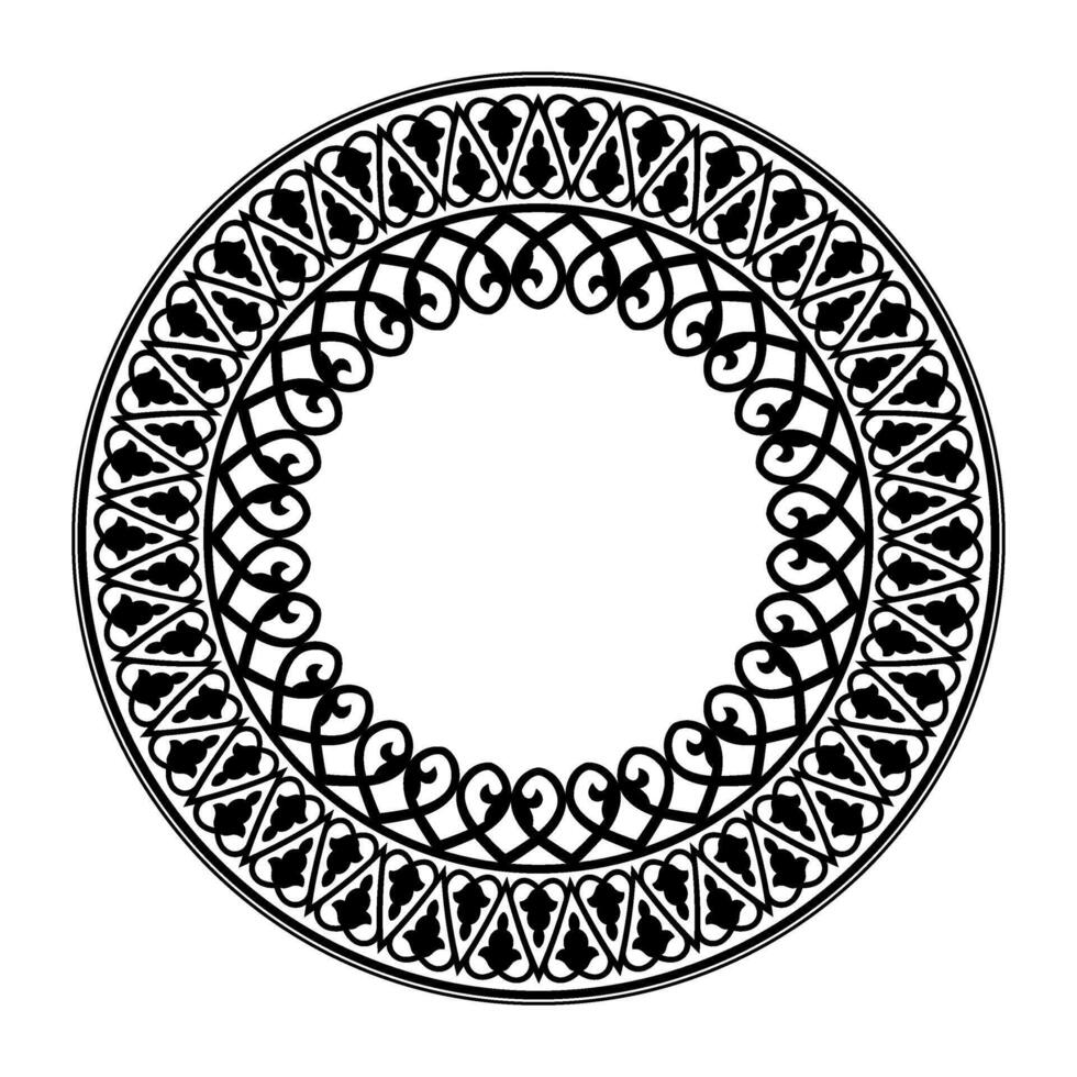 Ornamental round frame in byzantine style. Elegant element for design in byzantine style, place for text. Floral border. Lace illustration for invitation, porcelain, textile, embroidery vector