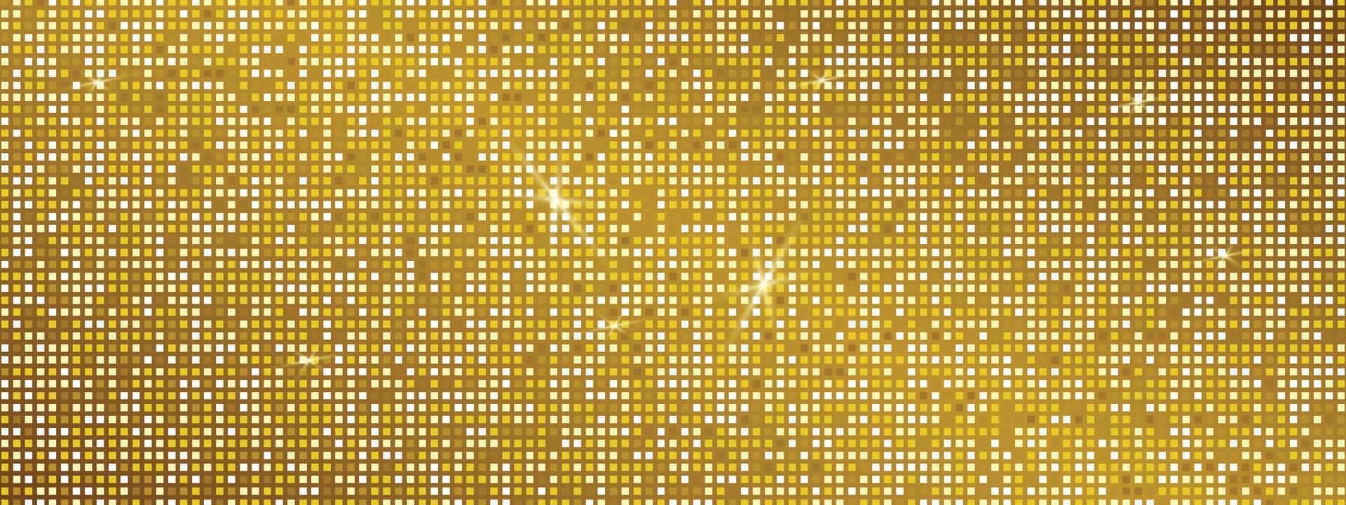 Abstract mosaic pattern for a nightclub or disco. Disco ball texture. Yellow gold shining backdrop. Gradient retro grid illustration vector