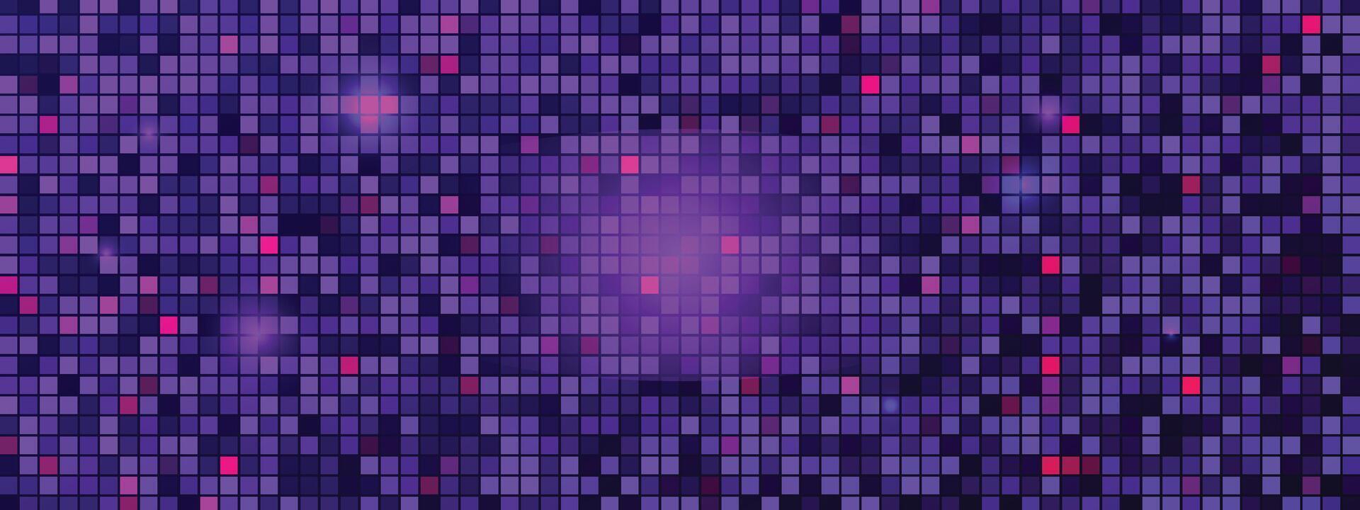 Purple discoball texture. Glowing wall or floor background in a nightclub or discotheque. vector
