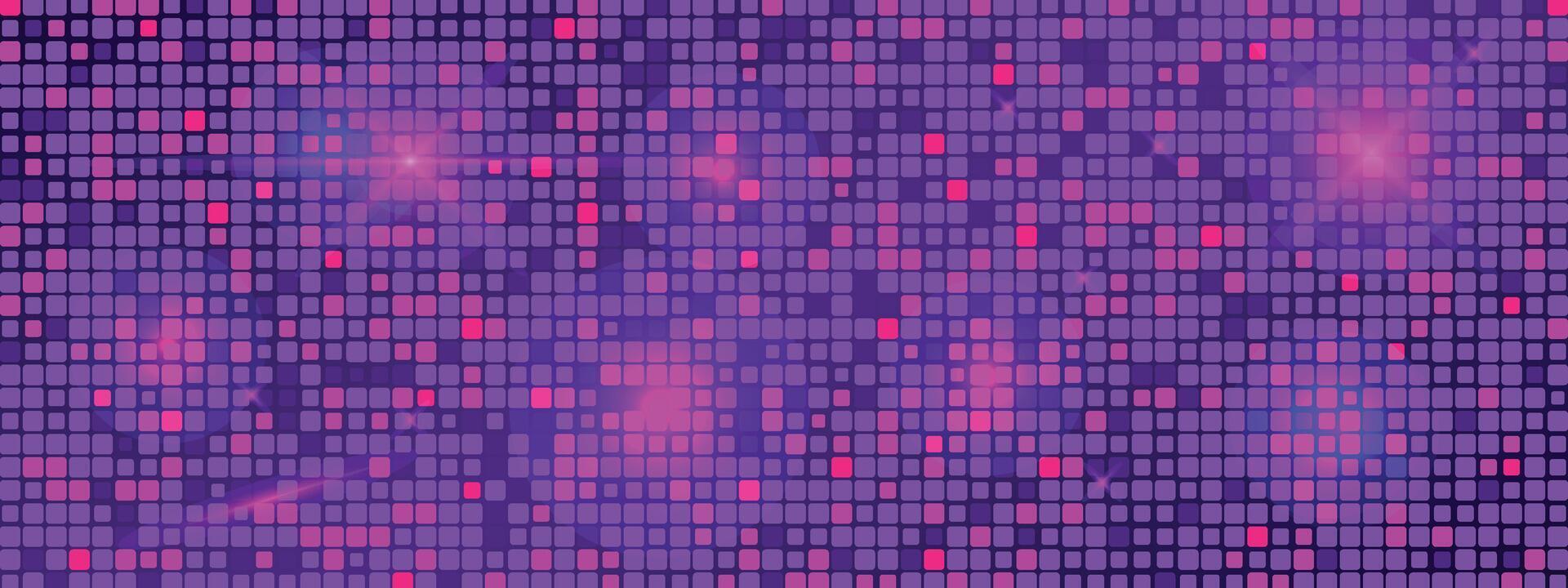 Neon backdrop of a discotheque or nightclub. Brilliant shining dance floor. background for mirror disco ball in pink and purple colour. Tile on the wall vector