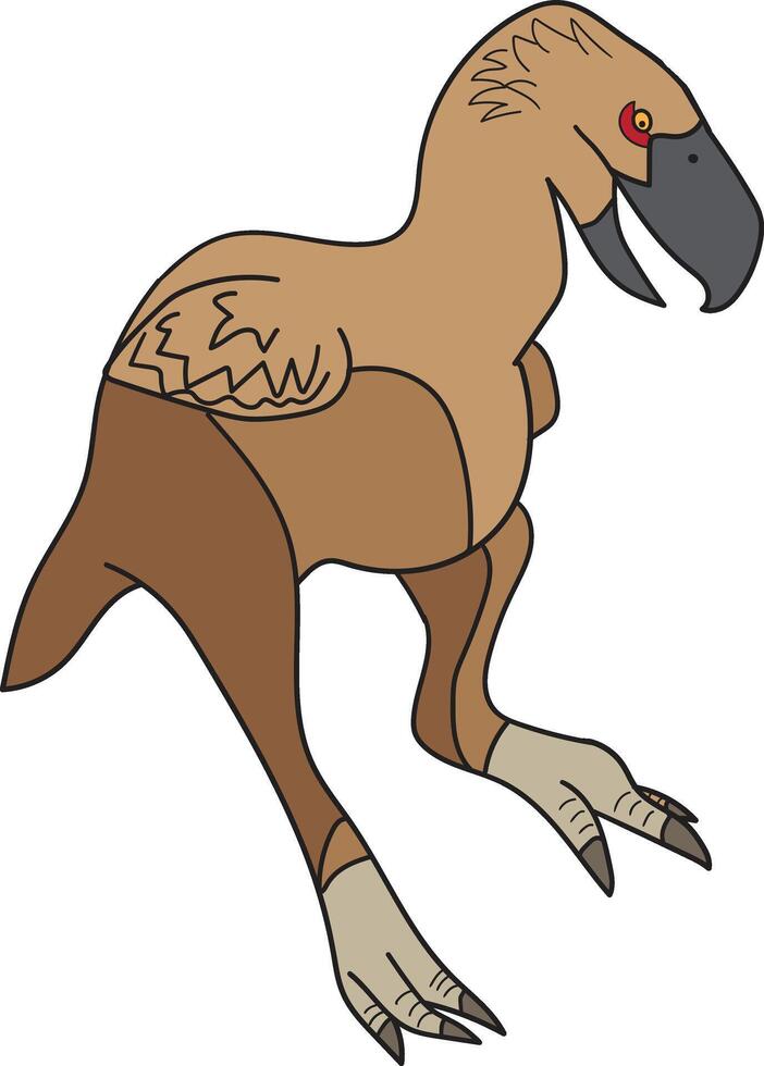 Artwork of an extinct Terror Bird with brown and tan coloration, predatory features vector