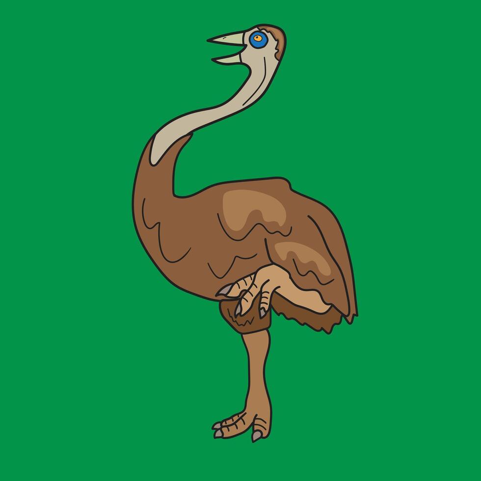 Cartoon elepant bird Standing Proudly on a Green Background vector
