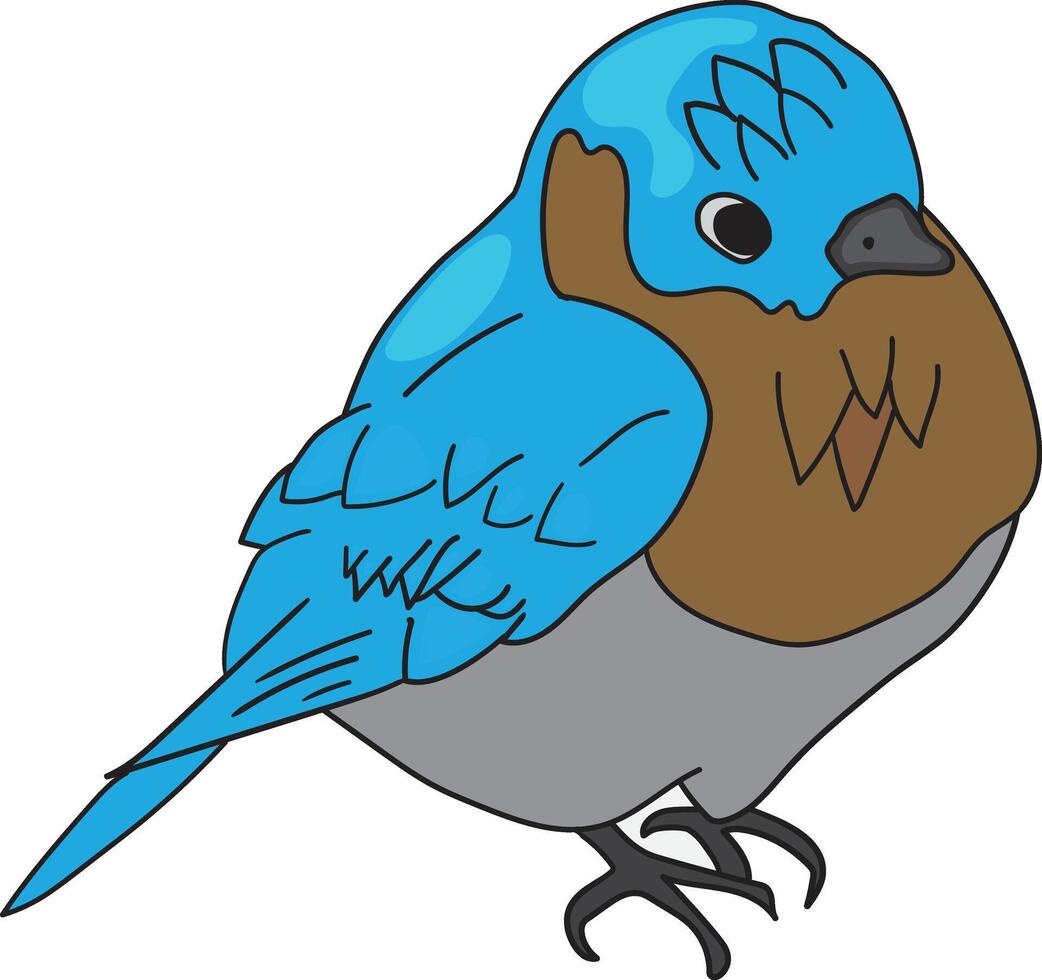 Cute cartoon blue bird with white Backgroud vector