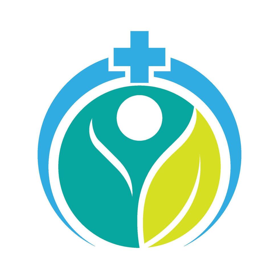 People health and leaf logo design vector