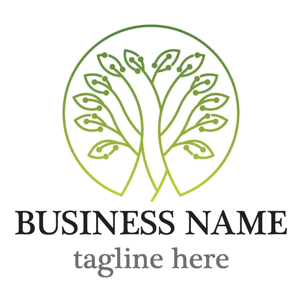 Tree tech line logo template vector