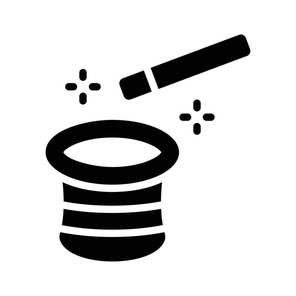 Here is a latest glyph style icon of magic hat with wand vector