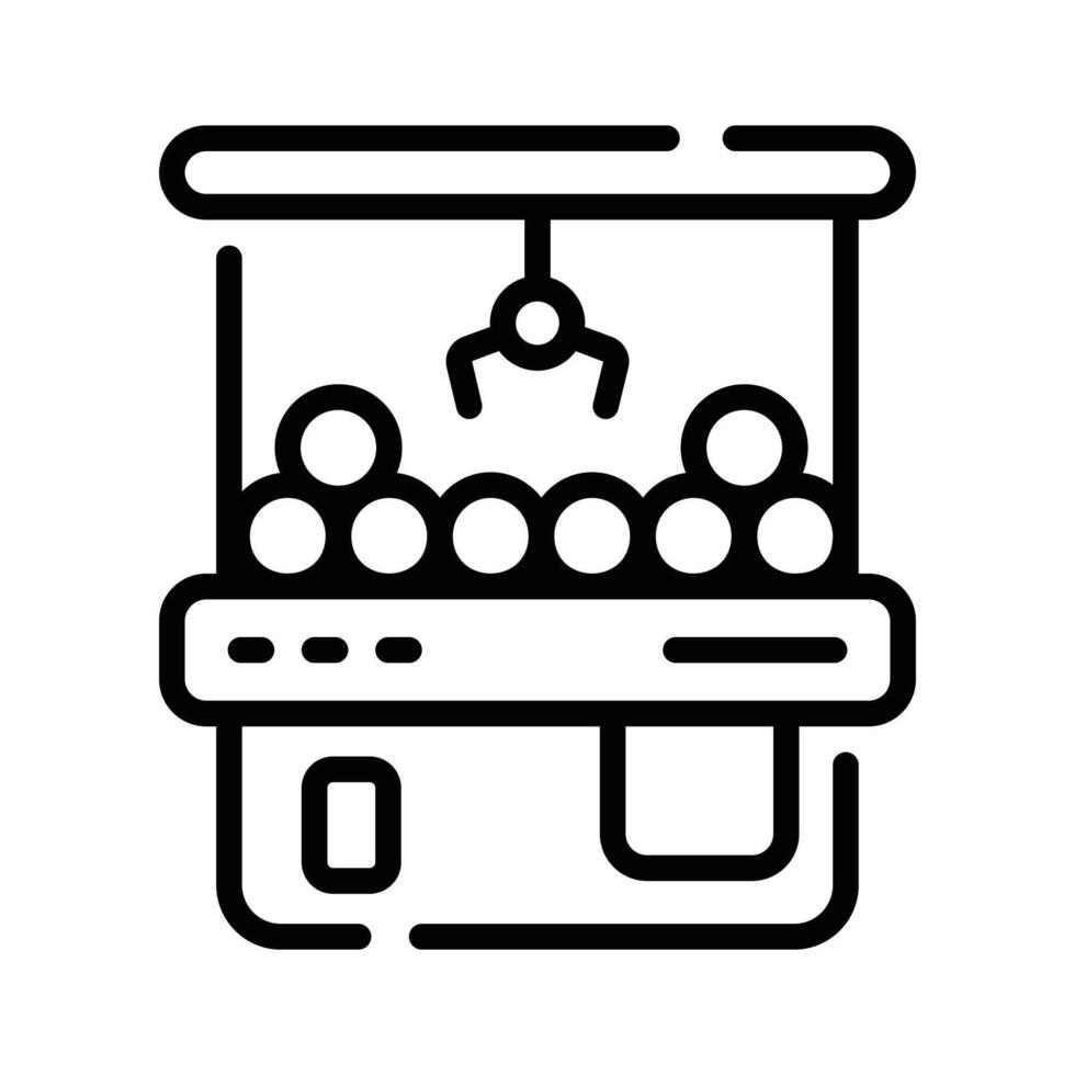 An editable line icon showing claw machine game vector