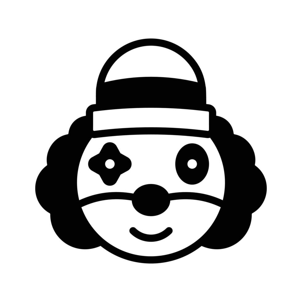 A captivating glyph style icon showing a clown face. vector