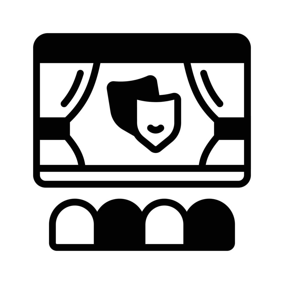 Theatre with comedy masks, icon in glyph style. vector