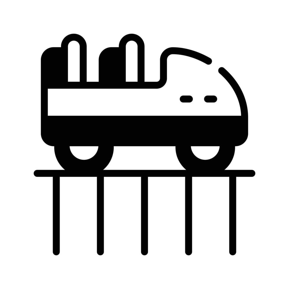 An editable glyph style icon of roller coaster ride. vector