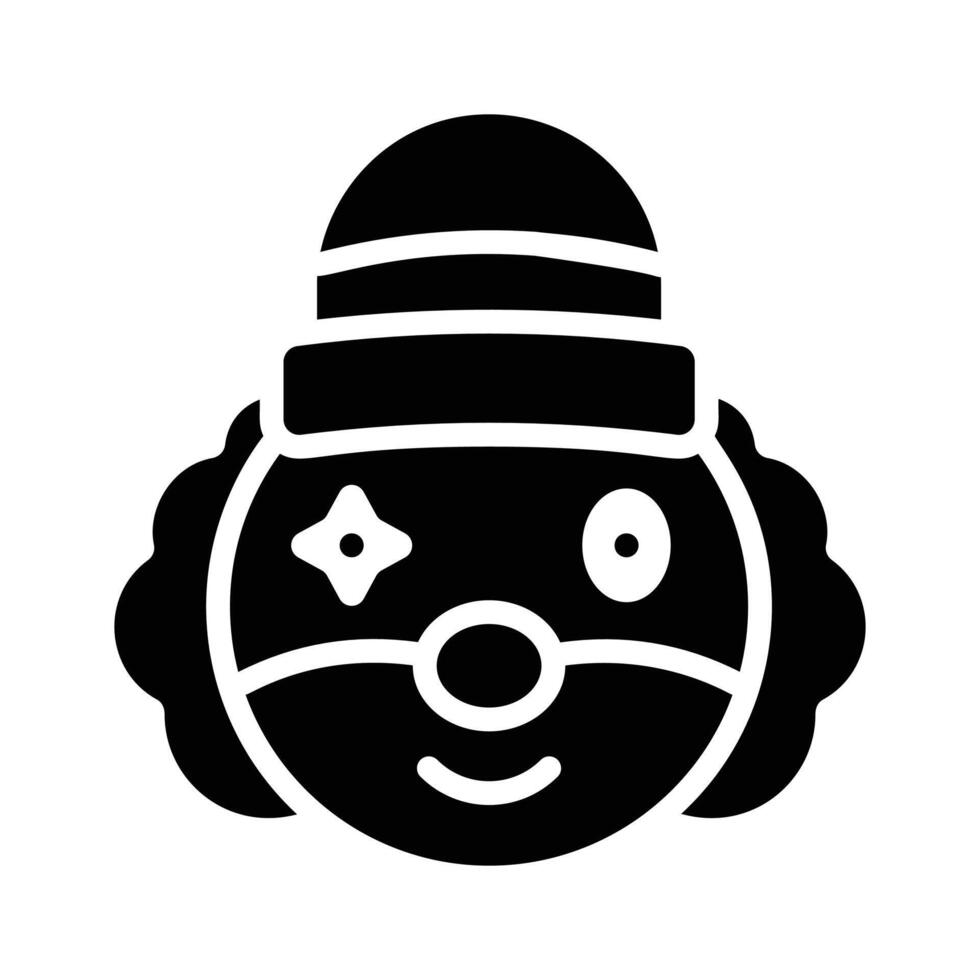 A captivating glyph style icon showing a clown face vector