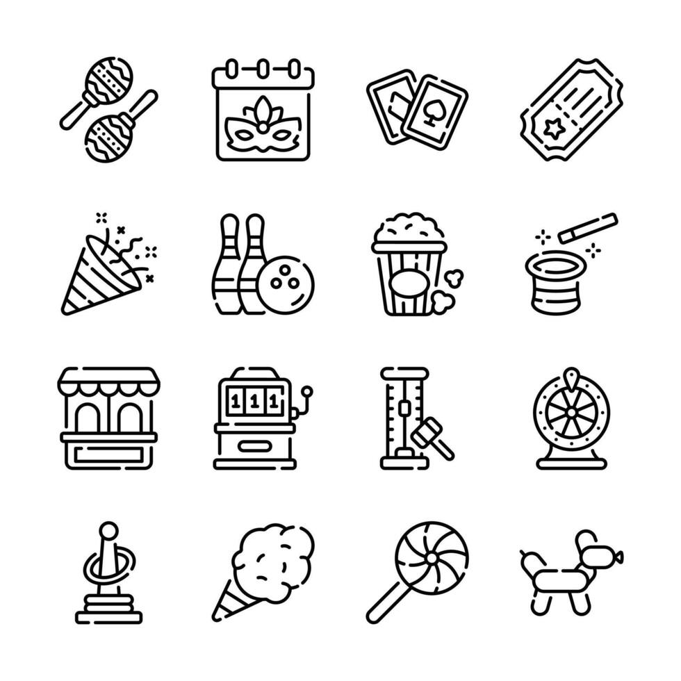 Here is an editable collection of carnival celebration line icons vector