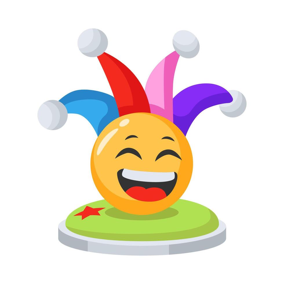 Get your hands on this amazing 3d style icon of jester emoji with hat vector