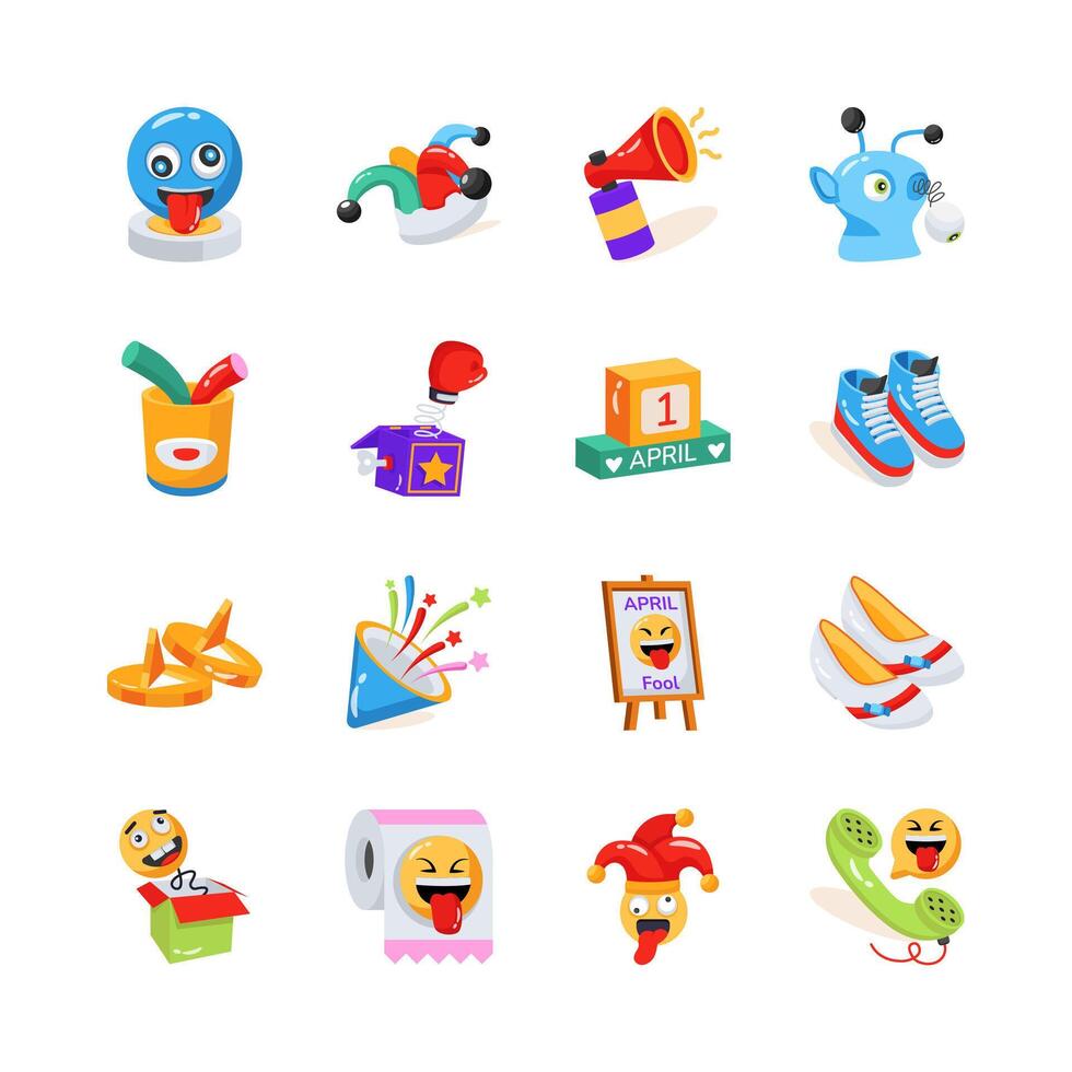 Check out premium bundle of fools day pranks 3d icon, easy to edit vector