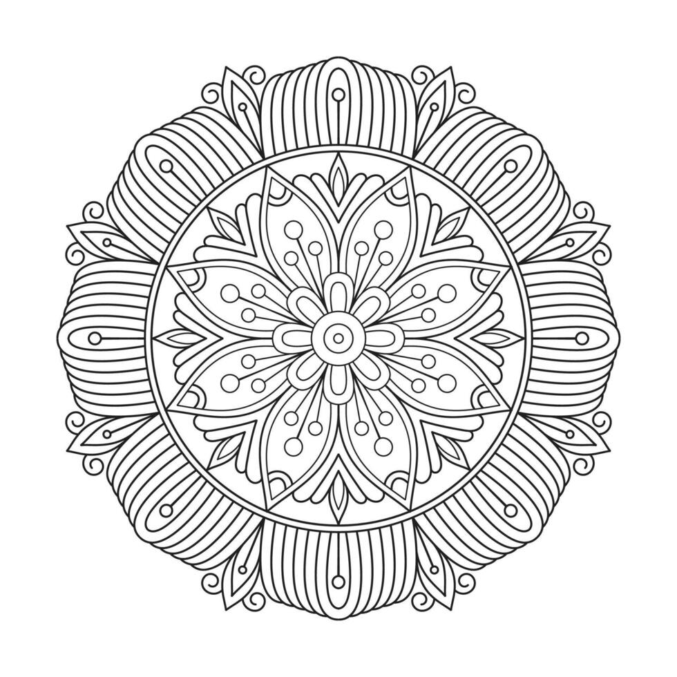 Decorative pattern in oriental mandala design style Coloring book page vector