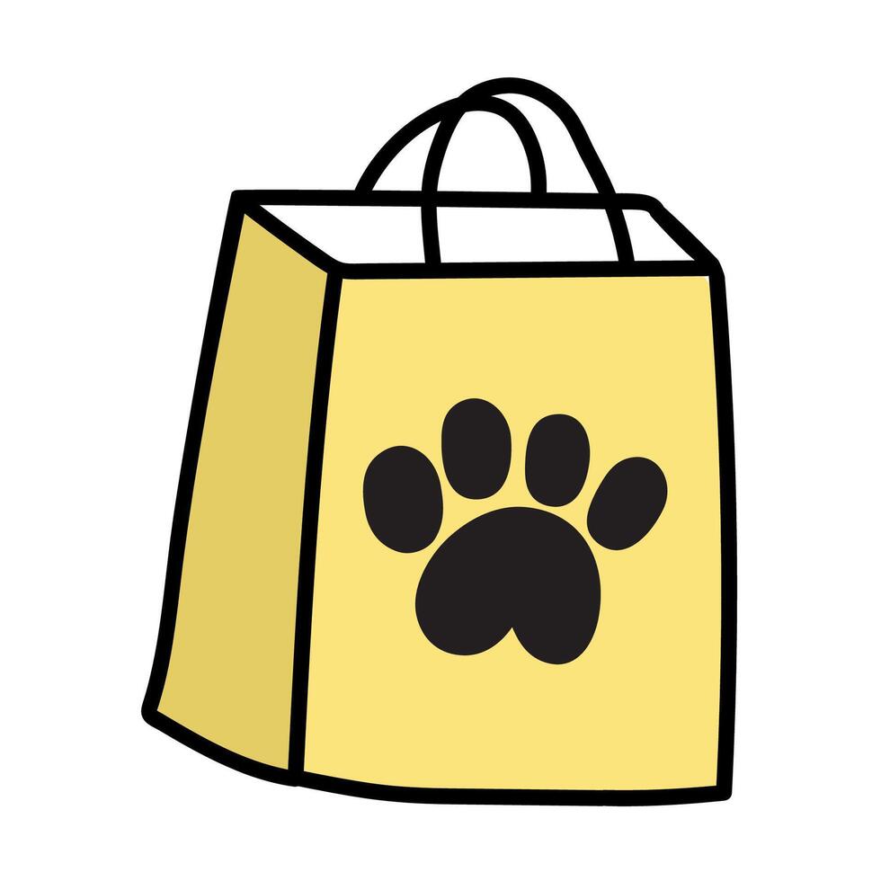Shopping bag with dog paw. Flat design. Illustration on white background. vector