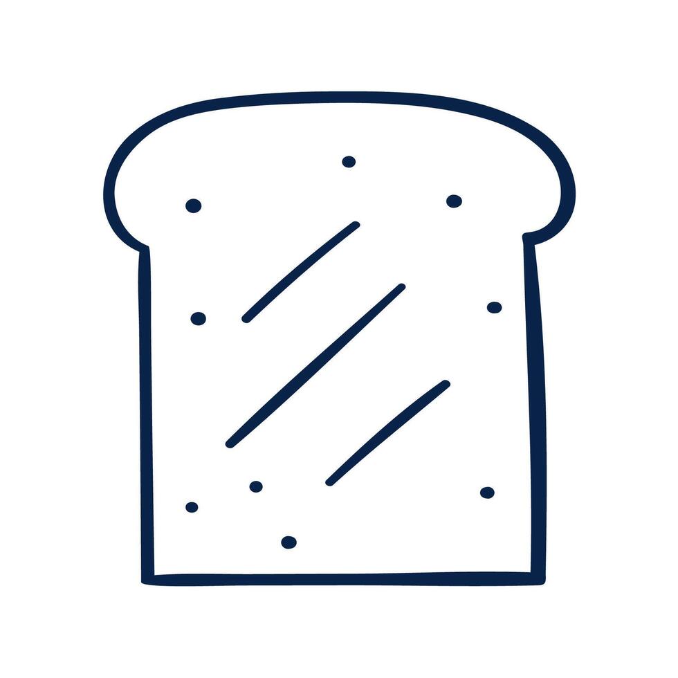 Toast isolated icon. Outline hand drawn illustration on white background. vector