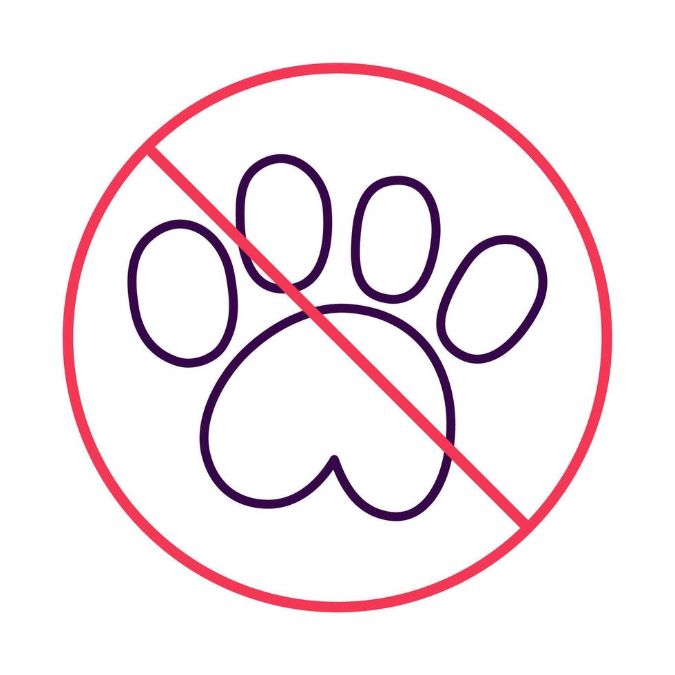 Dogs forbidden. Stop sign for dogs and cats. Outline isolated icon. Simple illustration on white background. vector