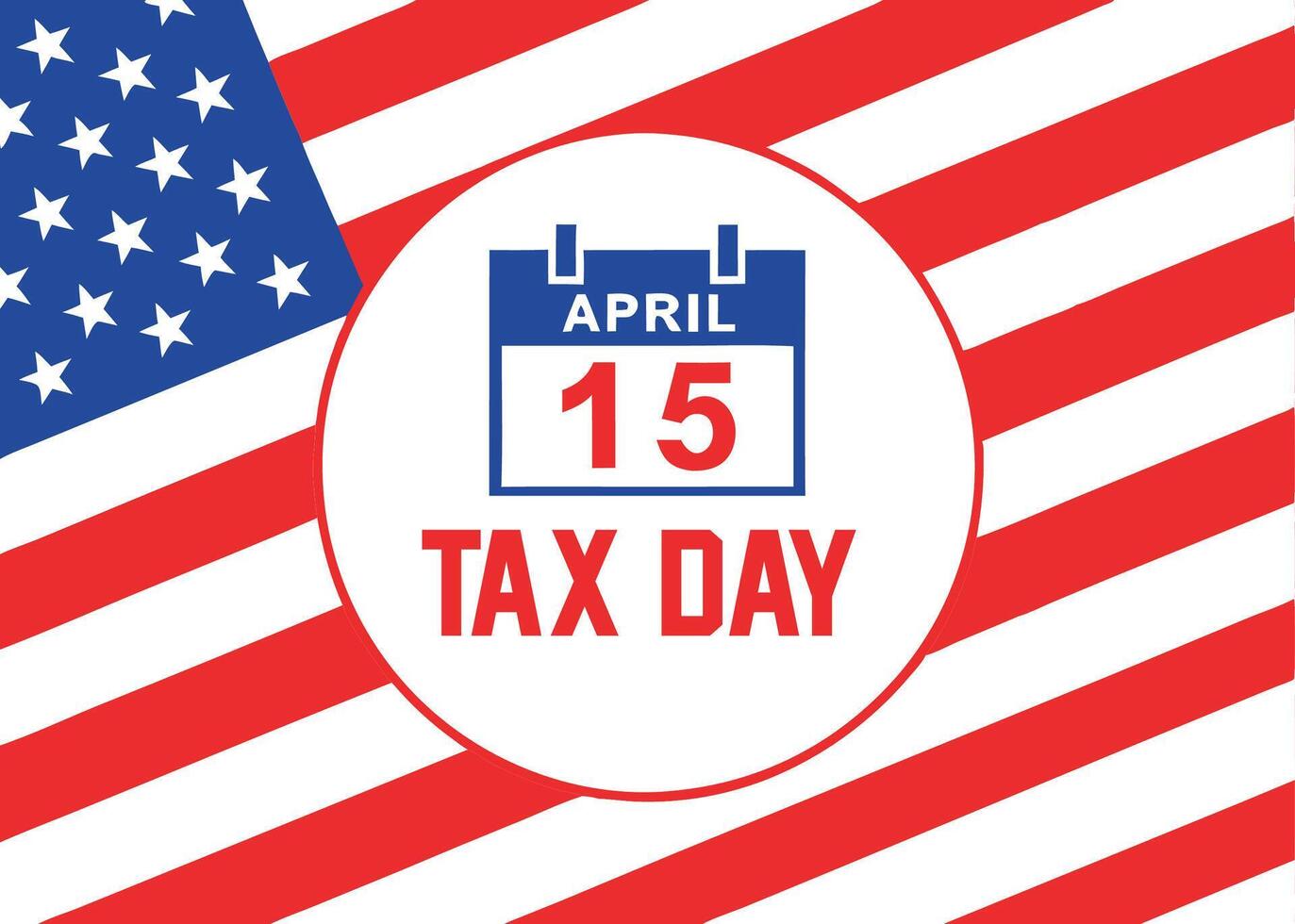 April 15 Tax Day Background with Financial Icons, Red Deadline Mark, and US Flag vector