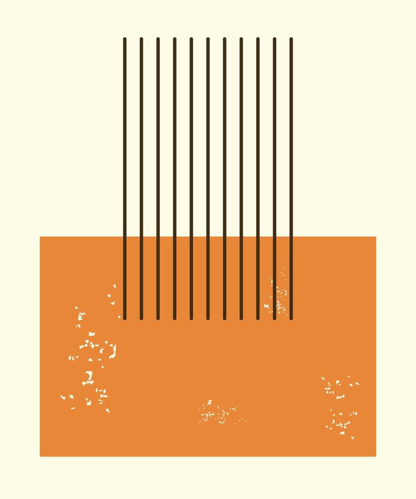 Abstract retro poster. Orange rectangle with grunge texture and stripes. illustration vector