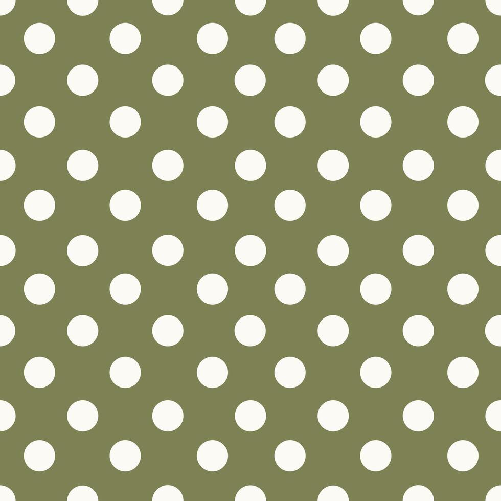 Classic seamless polka dot pattern. Medium white polka dot on a green background. illustration for fabric, bed linen, cover, packaging, wrapping paper, background vector