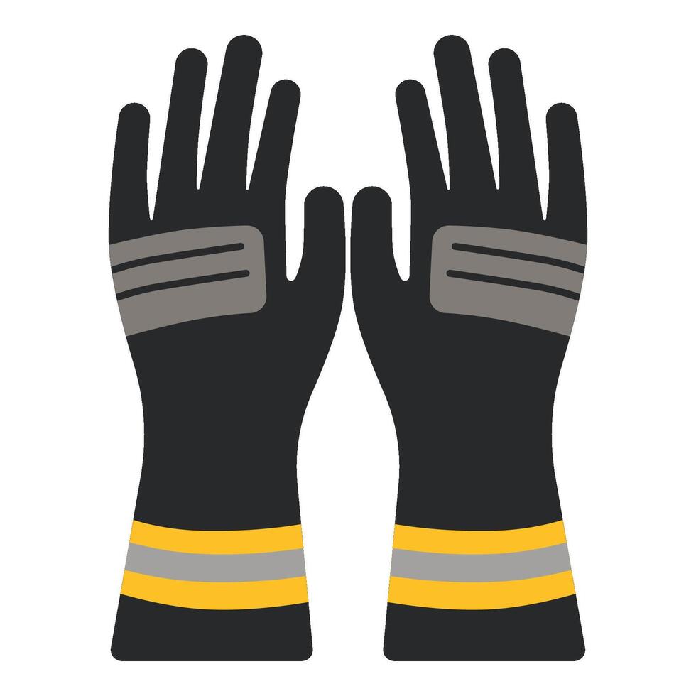 Firefighter gloves. Working tool, fire protection. Isolated illustration for your design vector