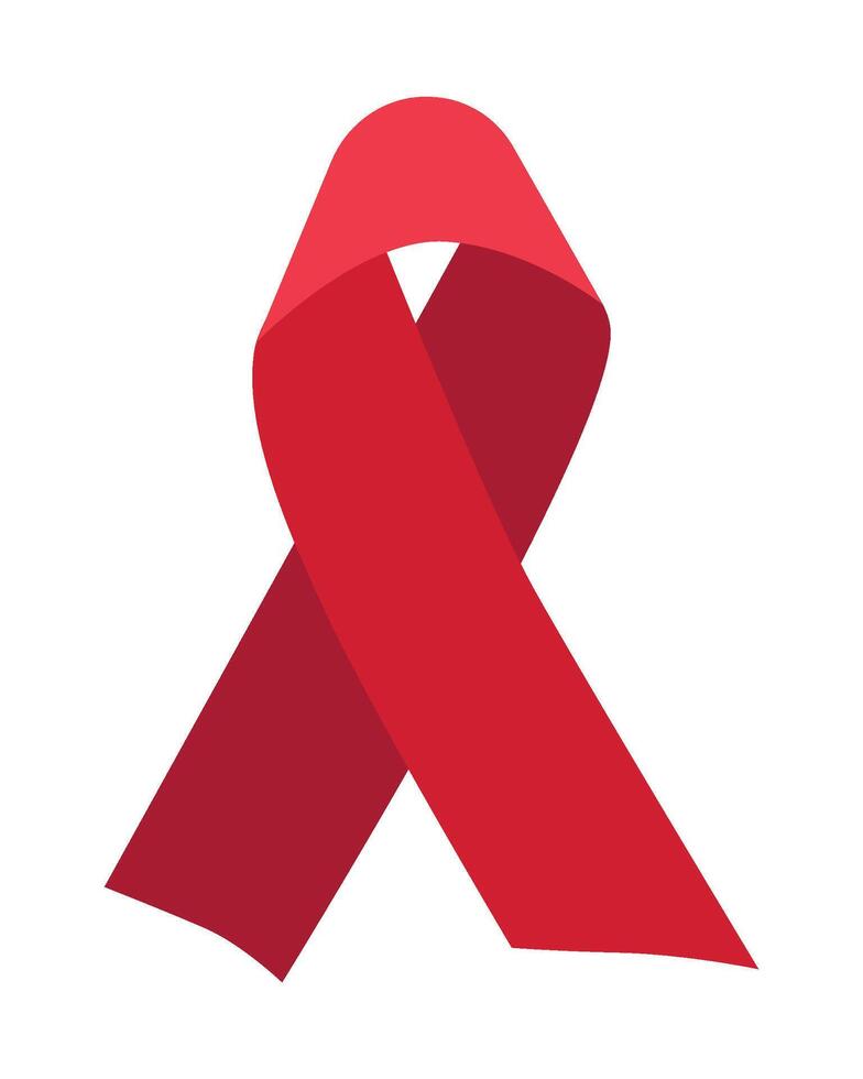 Human immunodeficiency virus, AIDS, red ribbon. Isolated illustration for your design vector