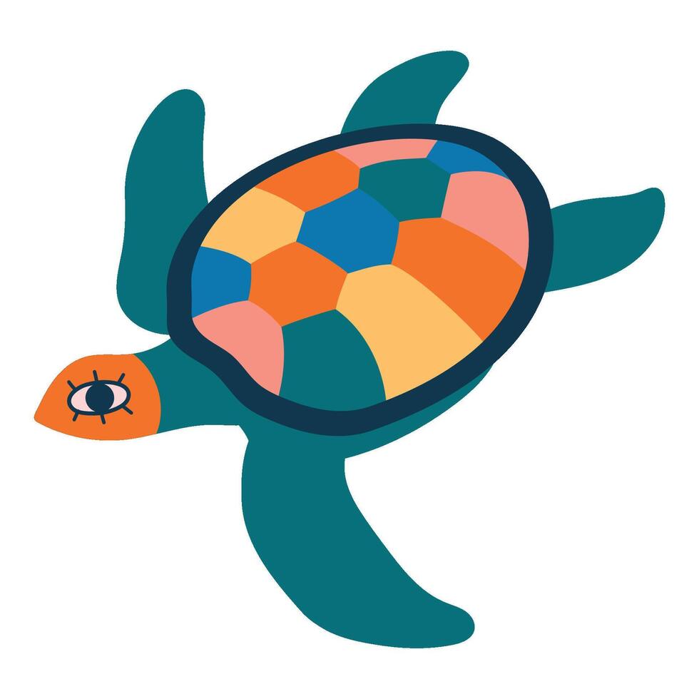 Colorful turtle. Hand drawing isolated illustration for your design vector