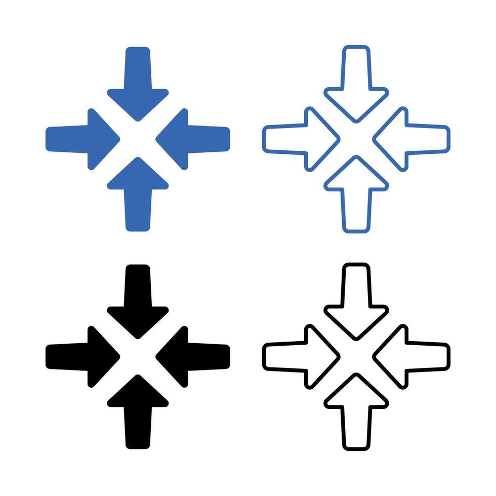 Four Arrows Pointing Inwards Set vector