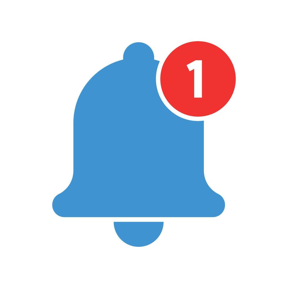Blue Notification Bell With One Notification vector