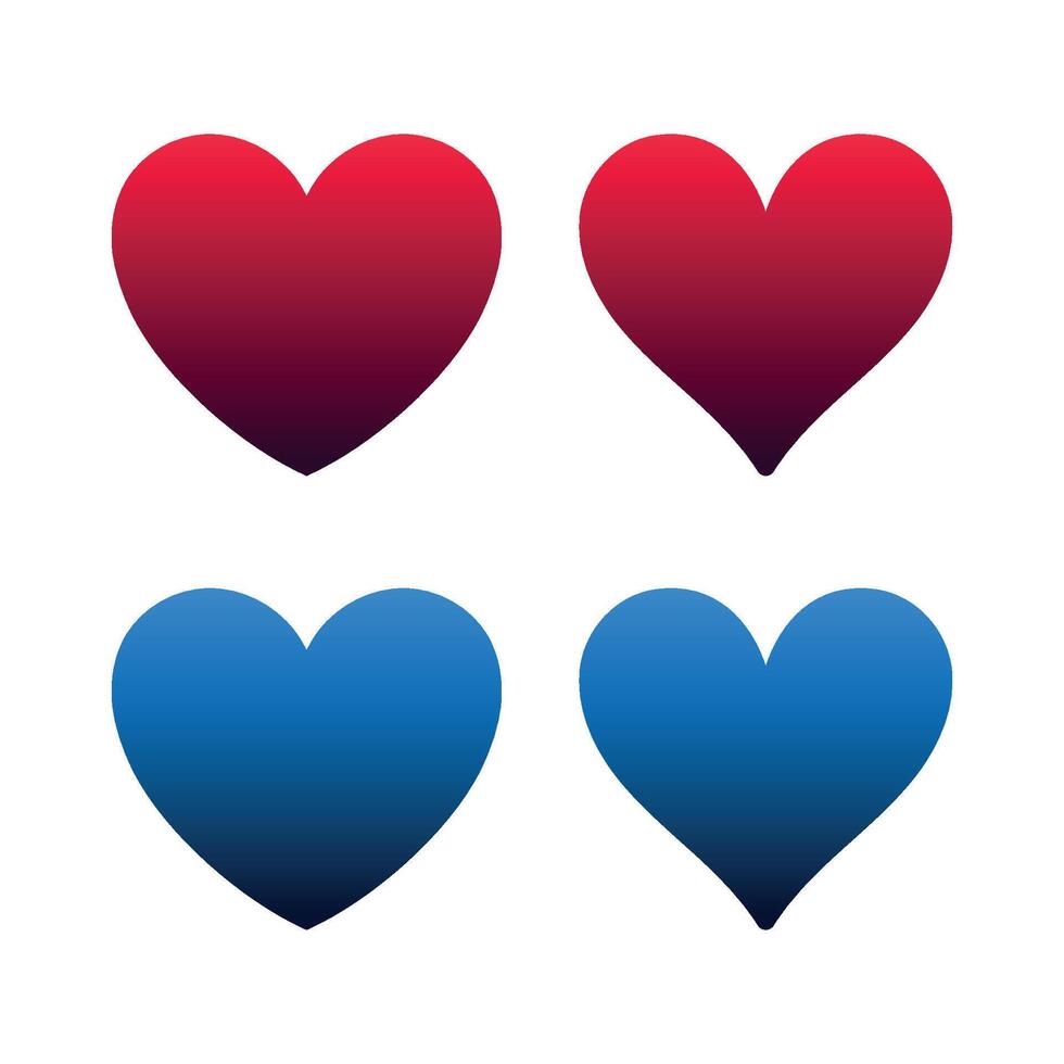 Blue And Red Gradient Hearts vector