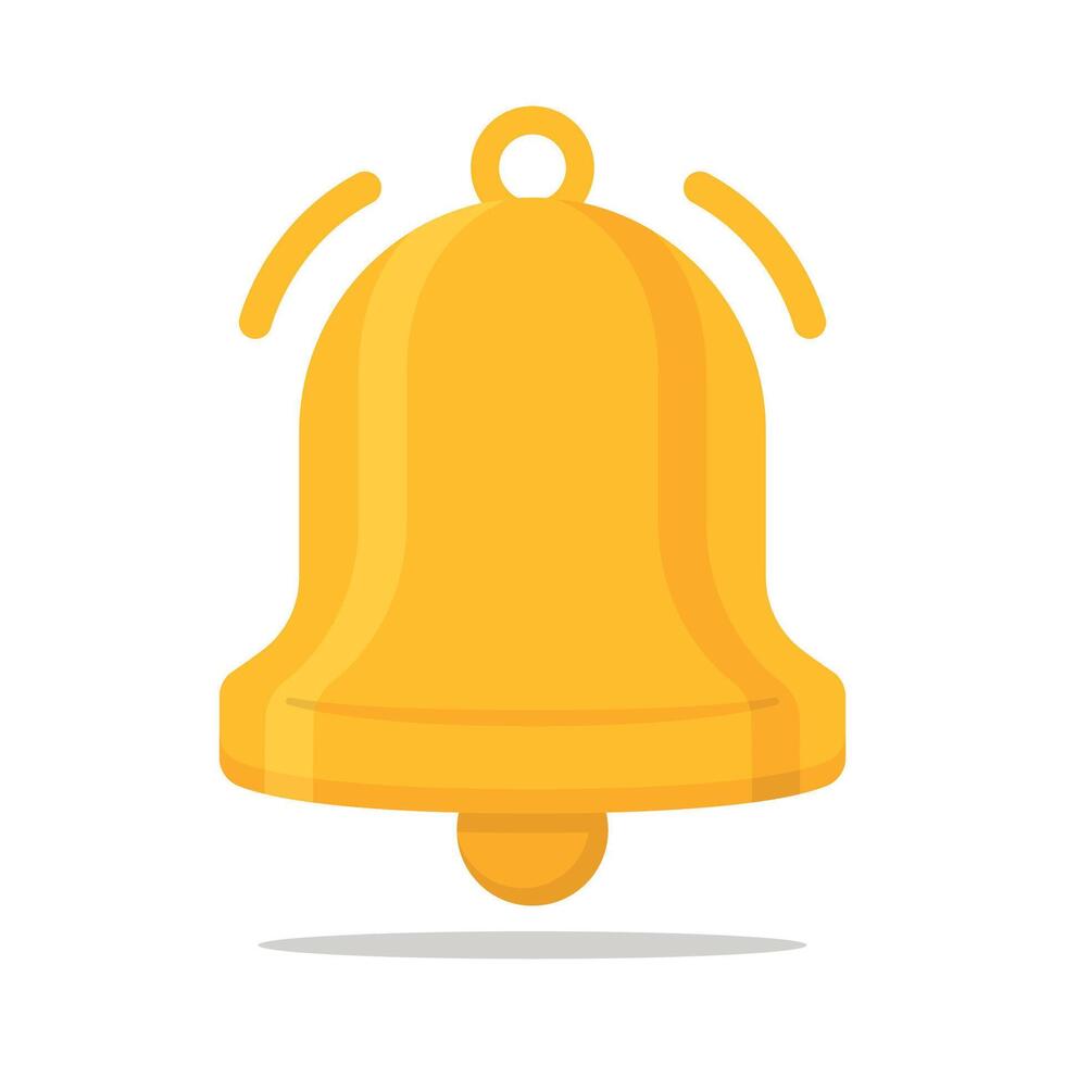 Notification Bell 3D Front View Flat Style vector