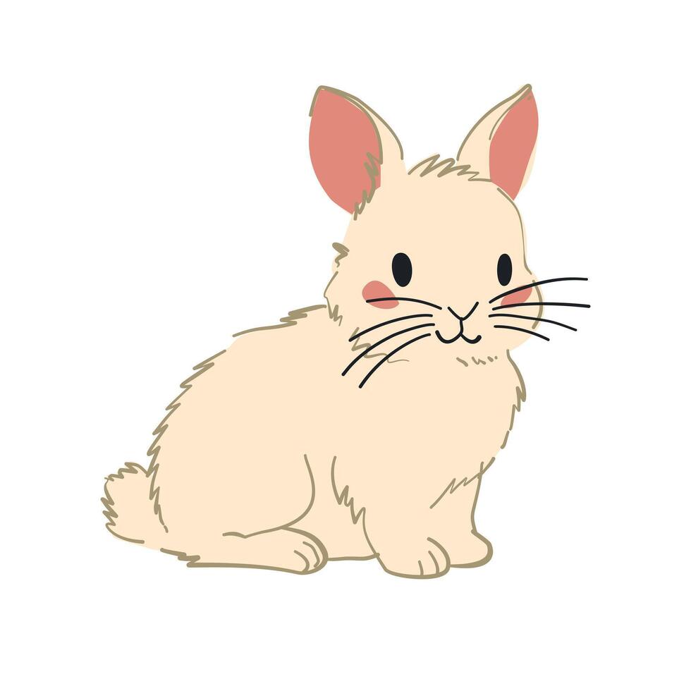 White background featuring a simple bunny with pink ears, ideal for minimalistic Easter-themed designs and decor. vector