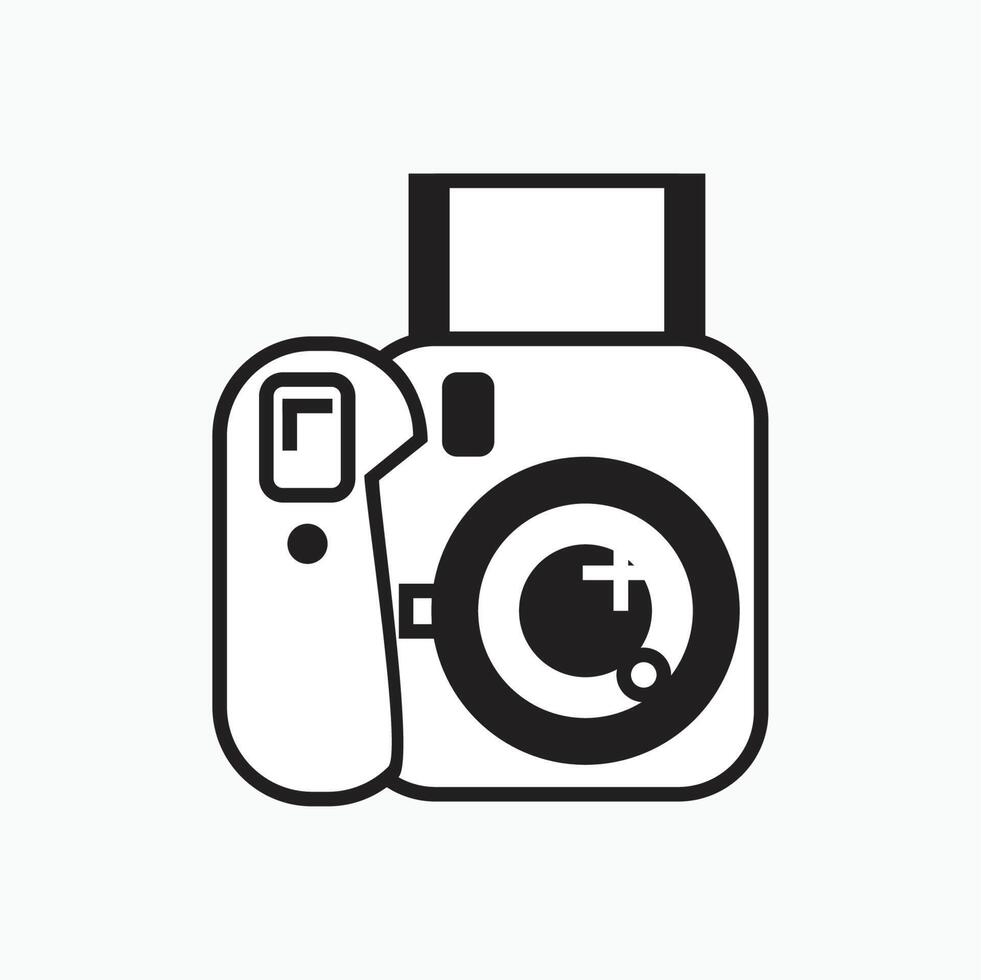 instant camera flat style icon illustration - flat silhouette style vector