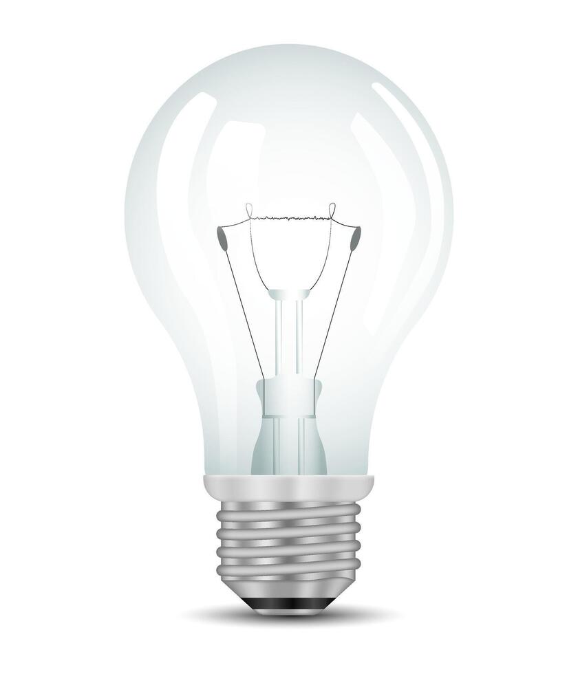 realistic light bulb with silver base on white background vector