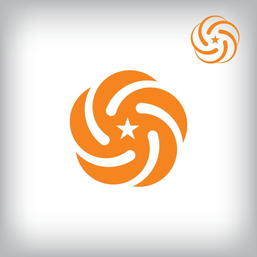 Different round star loop form logo design. Simple geometric star logo template. vector