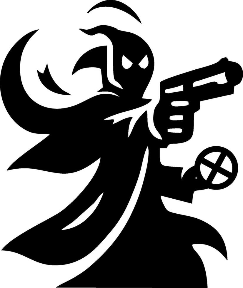 A silhouette of a man holding a gun vector