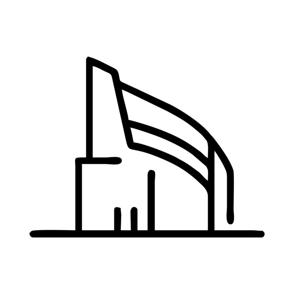 A black and white line drawing of a building vector