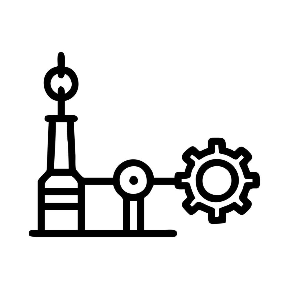 A black and white illustration of a machine and gears vector
