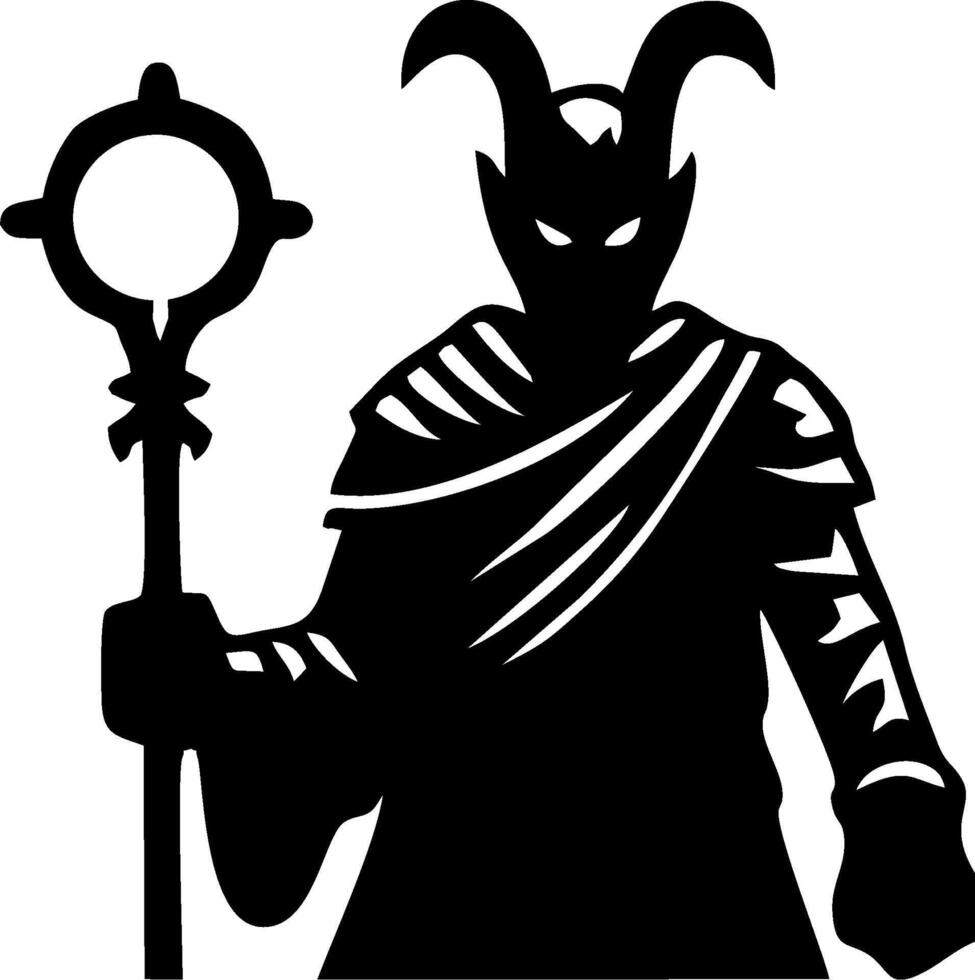 A black and white silhouette of a man holding a staff vector