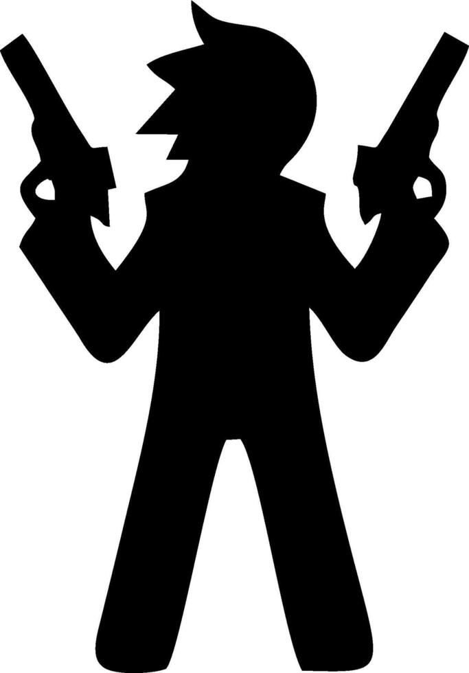 A silhouette of a man holding two guns vector