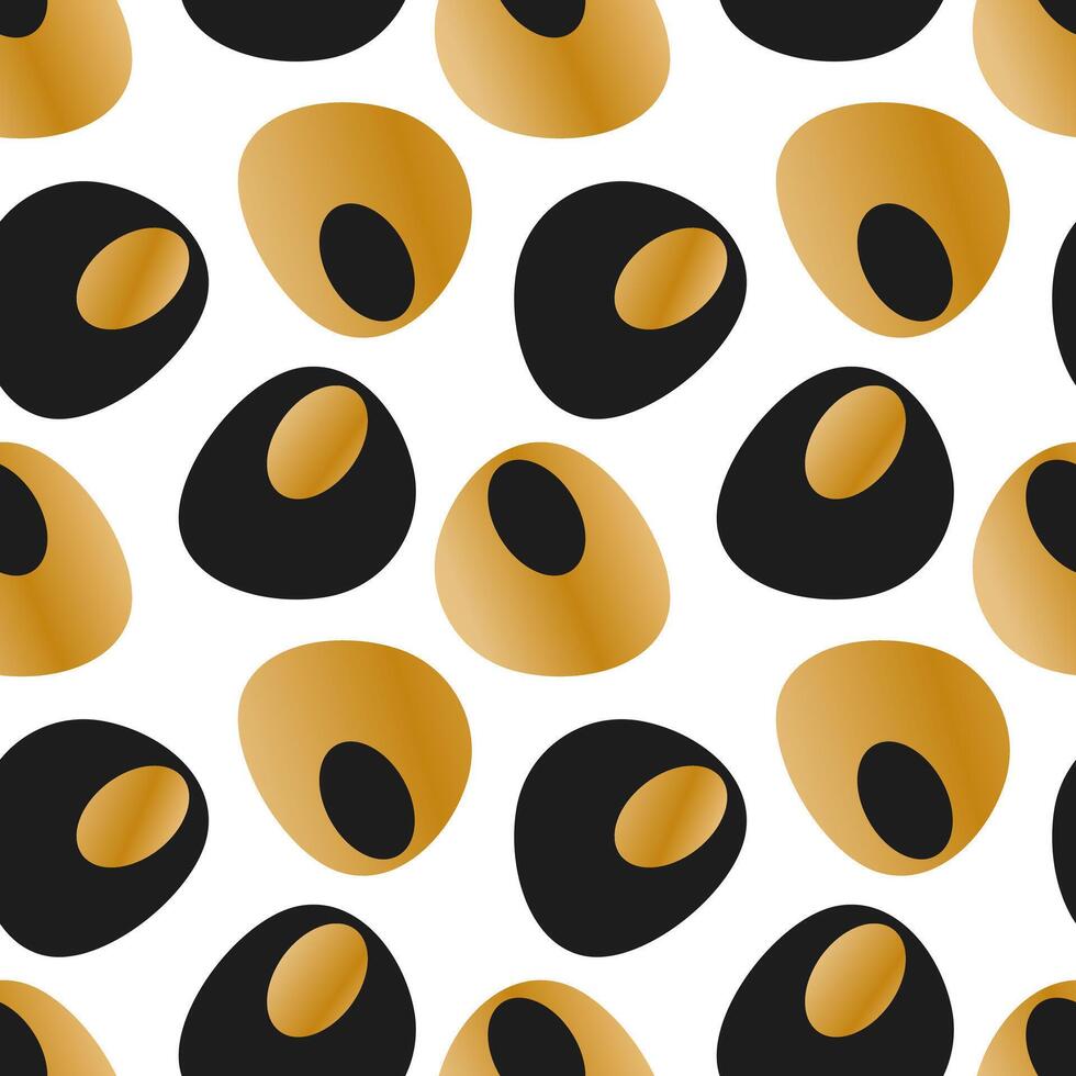 Abstract pattern with smooth stones or pebbles. Gold and black. vector